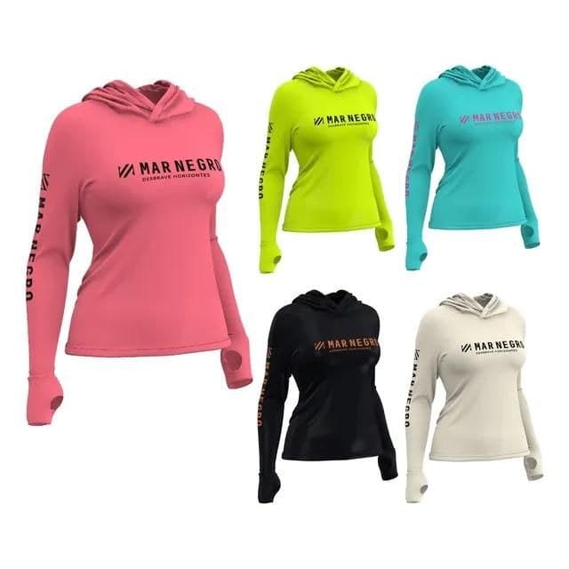 Camisa Pesca Mar Negro Feminina Poliamida UV 50+ Todas Cores