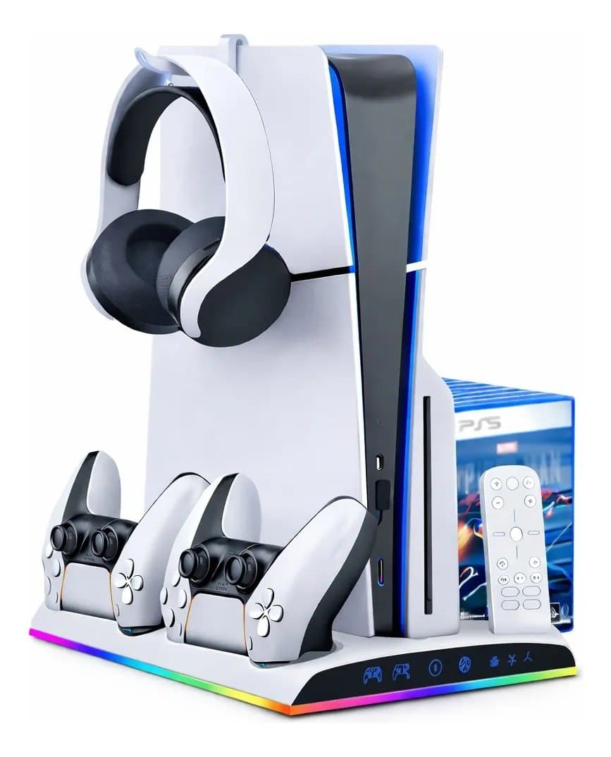 Base Cooler Carregador para PS5 Slim/Fat - Suporte para Controles