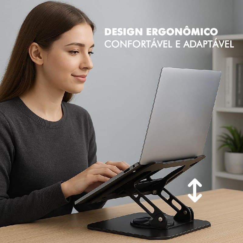 Suporte para Notebook até 17" Aço Carbono Ajustável Dobrável Branco