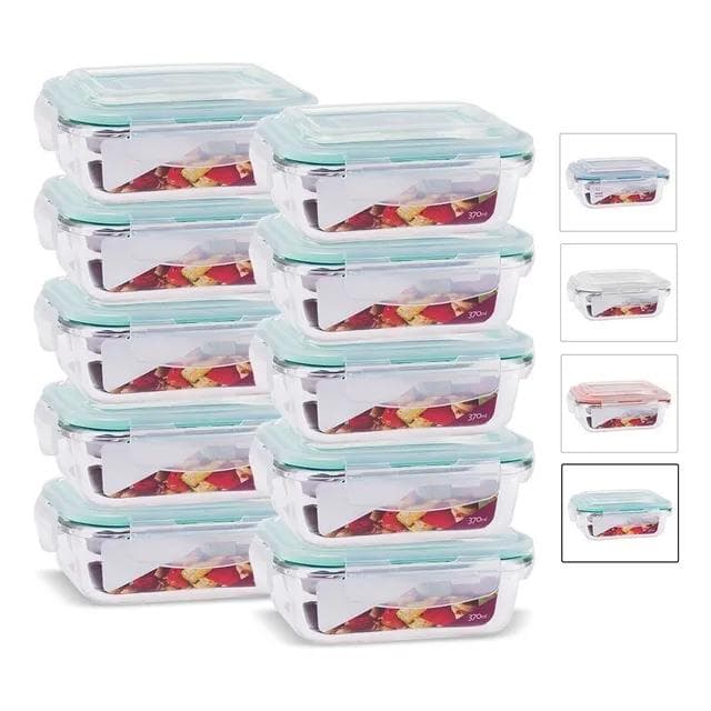 Kit Conjunto 10 Potes Vidro Hermético Marmita Tampa 370ml Verde