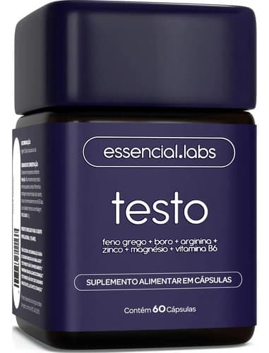 Testo Essencial - Feno Grego, Boro, Arginina, ZMA e Vitamina B6 - 60 Cápsulas