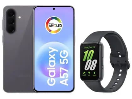 Smartphone Samsung Galaxy A57 128GB Cinza 5G + Smartband Samsung Galaxy Fit3 Grafite